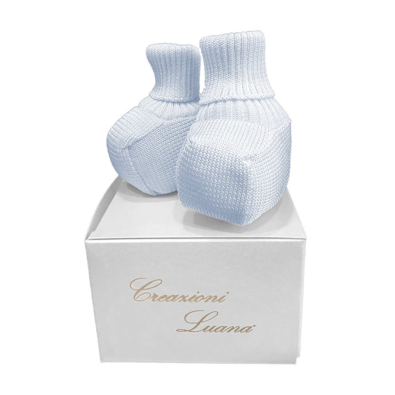 Calzini Scarpetta Celeste Neonato Creazioni Luana 010 - CREAZIONI LUANA - LuxuryKids