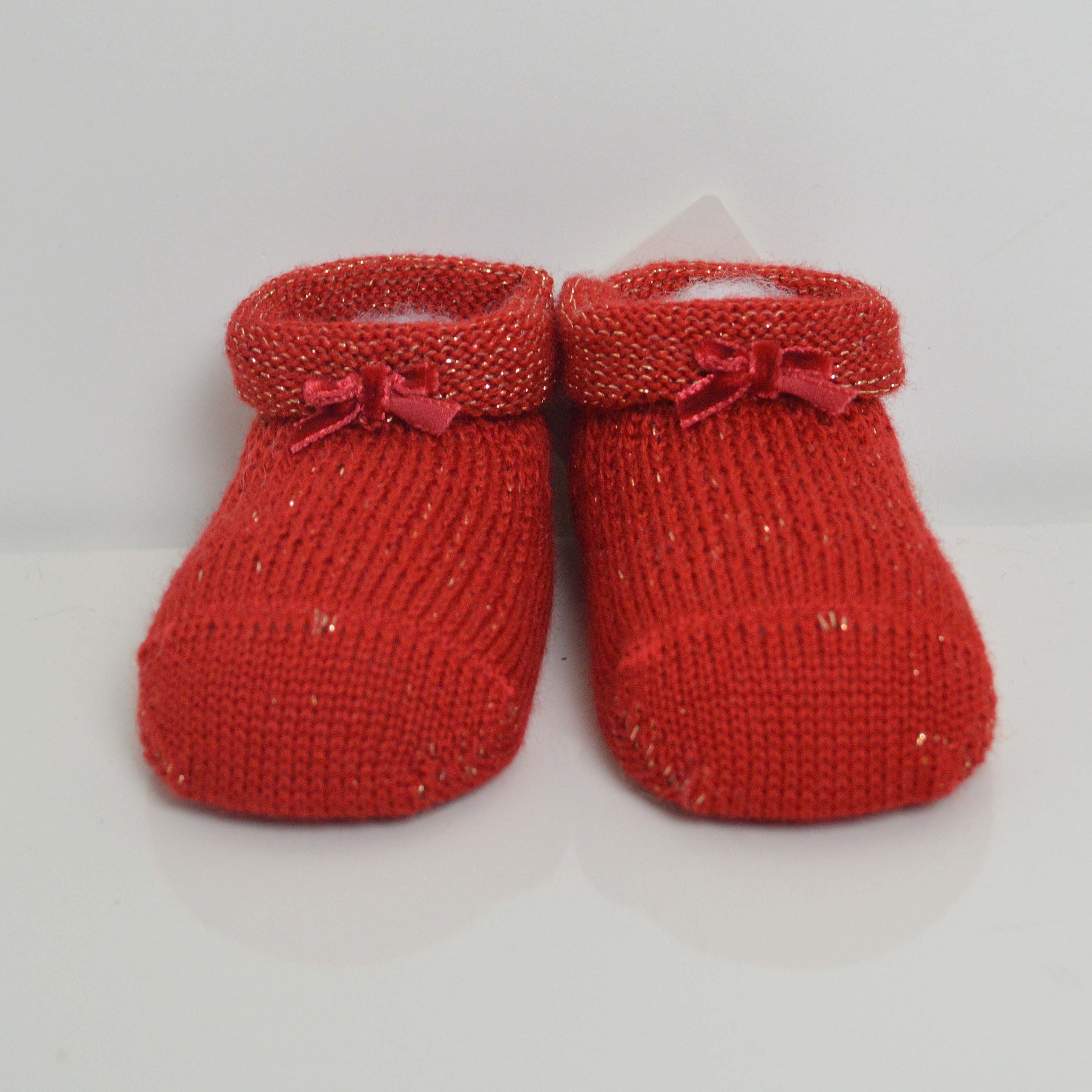 Calzini scarpetta in lana Made in italy Neonata Rosso STORY LORIS 3033RO-00 - STORY LORIS - LuxuryKids