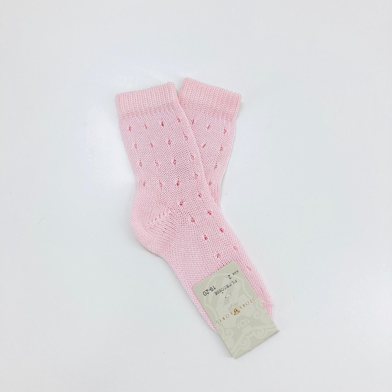 Calzini Traforati In filo di scozia Rosa Neonata Story Loris 7671 - STORY LORIS - LuxuryKids