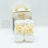 Calzino Scarpetta In Caldo Cotone Con Fiore In Pannolencia Neonata ROMBOLI AS50 - ROMBOLI - LuxuryKids