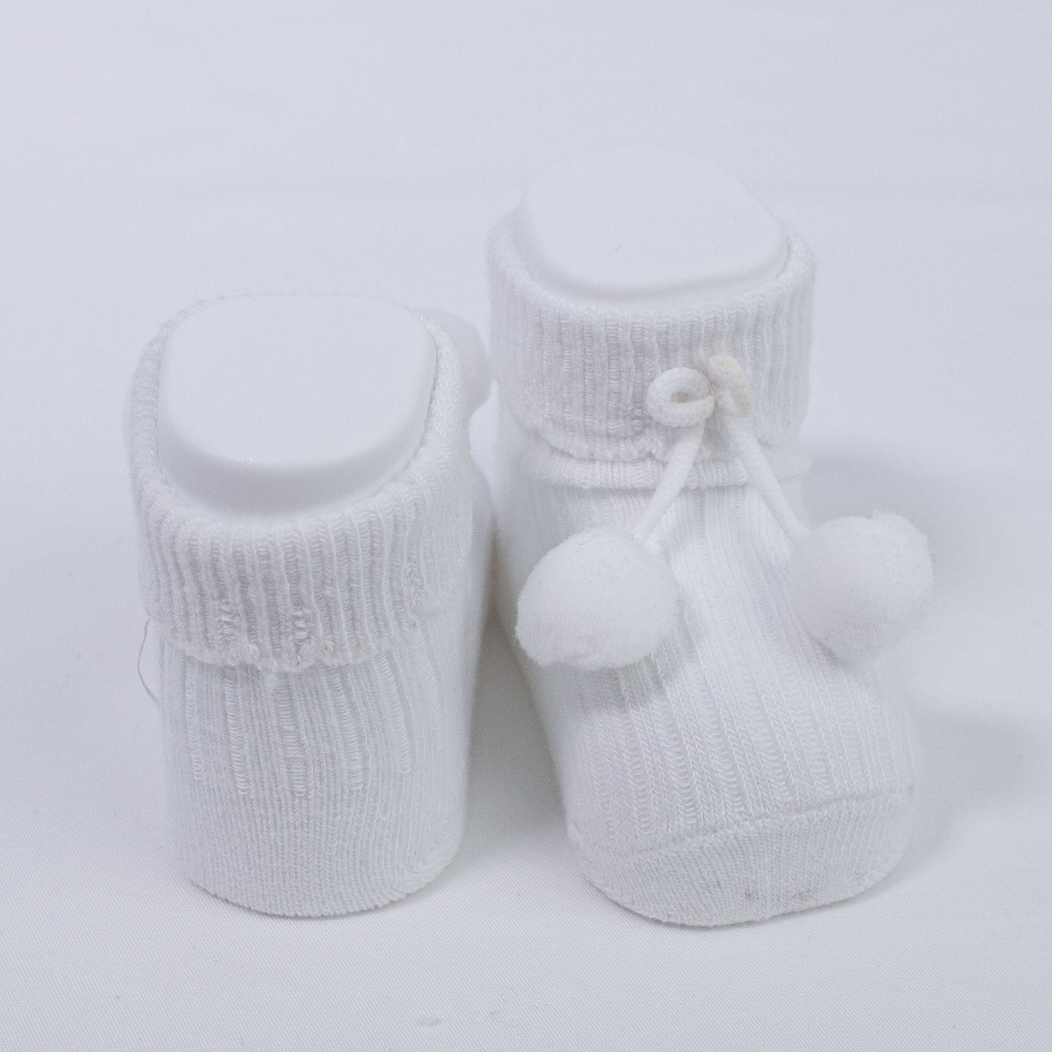 Calzino Scarpetta In Caldo Cotone Costine Con Pompon Neonati CARLOMAGNO 2839 - CARLOMAGNO - LuxuryKids