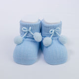 Calzino Scarpetta In Caldo Cotone Costine Con Pompon Neonati CARLOMAGNO 2839 - CARLOMAGNO - LuxuryKids