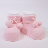 Calzino Scarpetta In Caldo Cotone Costine Con Pompon Neonati CARLOMAGNO 2839 - CARLOMAGNO - LuxuryKids
