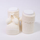 Calzino Scarpetta In Caldo Cotone Costine Con Pompon Neonati CARLOMAGNO 2839 - CARLOMAGNO - LuxuryKids