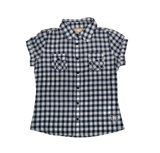 Camicia a Quadretti in Cotone Bianco-Blu Bambina Fix Design FC3500 - FIX DESIGN - LuxuryKids