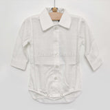 Camicia Body in Caldo Cotone Bianco con Micro Ricami Per Neonato Manuell & Frank MF3020I - MANUELL&FRANK - LuxuryKids