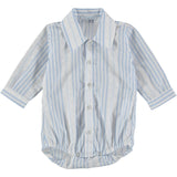 Camicia Body in Cotone Plumetis a Righe Celeste Neonato MANUELL & FRANK MF3170I - MANUELL&FRANK - LuxuryKids