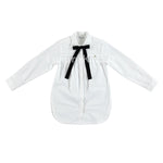 Camicia con Fiocco in Velluto Bambina Bianco Sarabanda V408 - SARABANDA - LuxuryKids