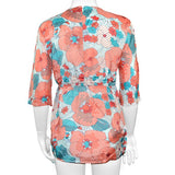 Camicia con Stampa di Fiori Bambina Rosa Pesca-Celeste Take Two A00372 - TAKE TWO - LuxuryKids