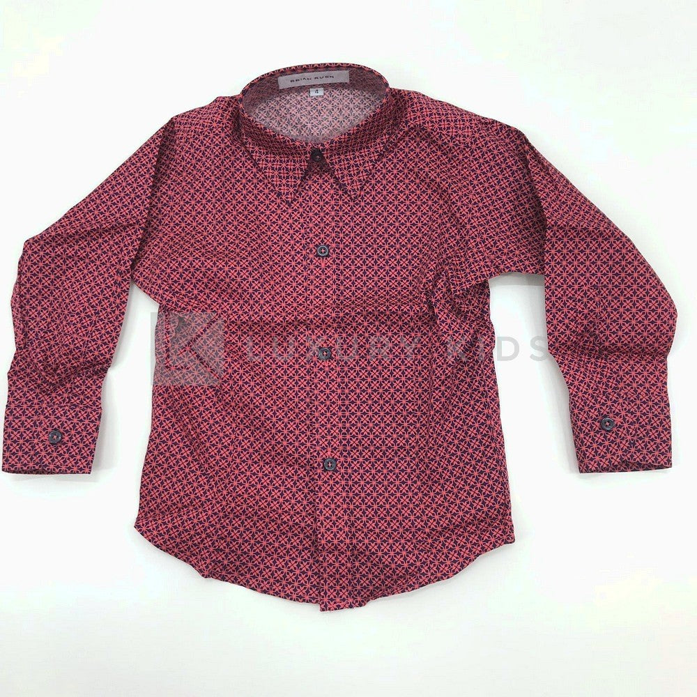 Camicia Corallo con Macro Fantasia Bambino Brian Rush BR00715C - BRIAN RUSH - LuxuryKids