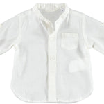 Camicia Coreana In Lino Bianca Neonato Minibanda W615 - MINIBANDA - LuxuryKids