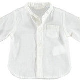 Camicia Coreana In Lino Bianca Neonato Minibanda W615 - MINIBANDA - LuxuryKids