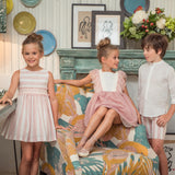 Abito Smanicato in Cotone A righe Bambina YOEDU 0510