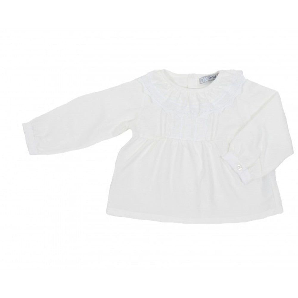 Camicia Cotone con Merletto Panna Neonata  Dr. Kids 332 - DR.KID - LuxuryKids