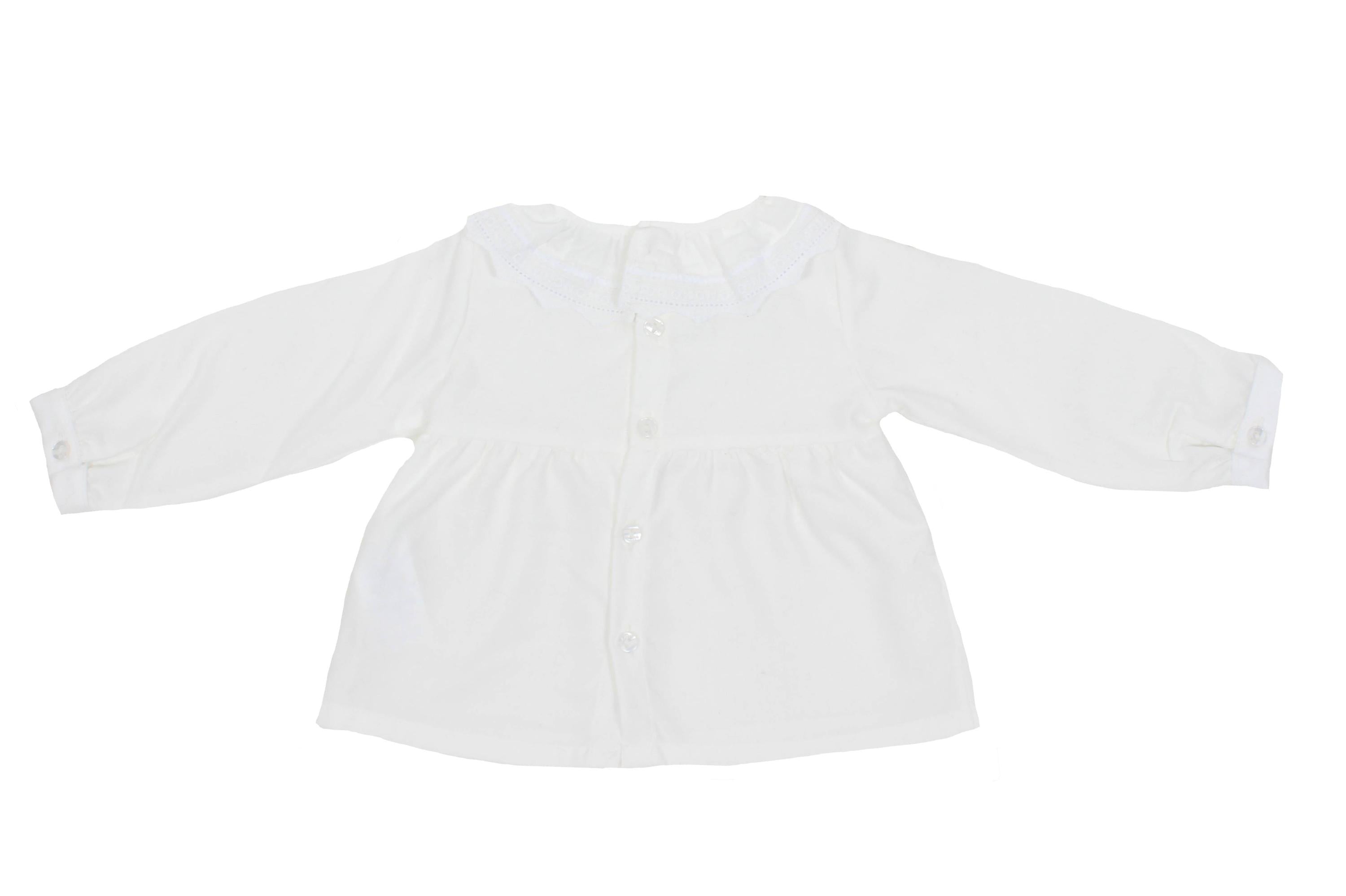 Camicia Cotone con Merletto Panna Neonata  Dr. Kids 332 - DR.KID - LuxuryKids