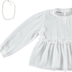 Camicia Due Pezzi Con Collana Bianca Bambina Sarabanda K422 - SARABANDA - LuxuryKids
