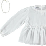 Camicia Due Pezzi Con Collana Bianca Bambina Sarabanda K422 - SARABANDA - LuxuryKids