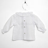 Camicia Elegante Bianca con Collo con Rouches Per Neonata Paloma de la O BI8BLV - PALOMA DE LA O - LuxuryKids
