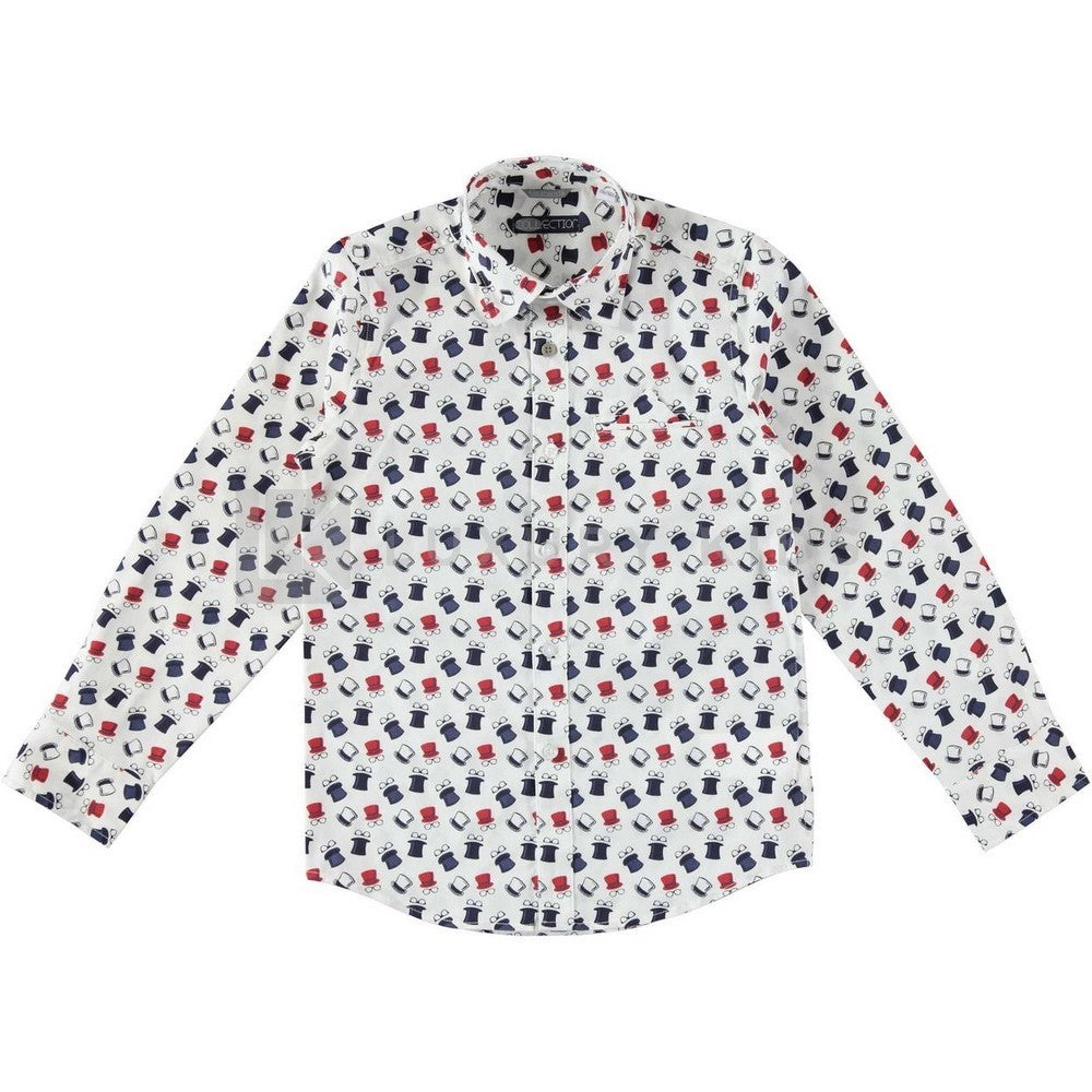 Camicia Elegante in Cotone con Stampa e Pochette Incorporata Bambino Sarabanda T320B - SARABANDA - LuxuryKids