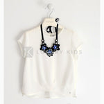 Camicia Elegante In Tessuto Crepe Con Collana Bianca Bambina Sarabanda J406 - SARABANDA - LuxuryKids