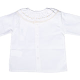 Camicia In Caldo Cotone Con Collo Volant Ricamato Panna Neonata A&J 464S - A&J - LuxuryKids