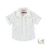 Camicia in Lino Tinta Unita Neonato Bianco Sarabanda M501 - SARABANDA - LuxuryKids