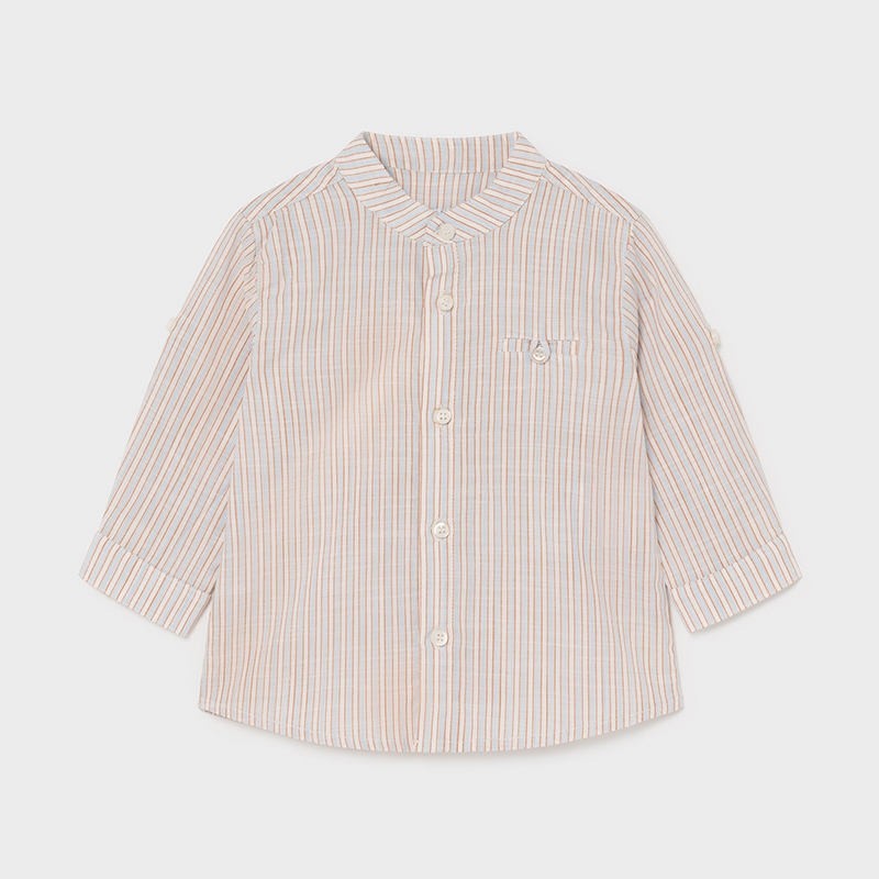 Camicia Lino Collo Alla Coreana Righe Neonato Mayoral 1118 - MAYORAL - LuxuryKids