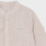 Camicia Lino Collo Alla Coreana Righe Neonato Mayoral 1118 - MAYORAL - LuxuryKids