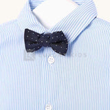 Camicia Manica Lunga A Righe con Papillon Neonato Celeste Mayoral 1142 - MAYORAL - LuxuryKids