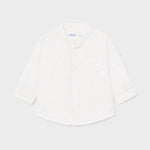 Camicia Manica Lunga In Lino Bianca Con Microfantasia Neonato MAYORAL 1119 - MAYORAL - LuxuryKids
