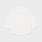 Camicia Manica Lunga In Lino Bianca Con Microfantasia Neonato MAYORAL 1119 - MAYORAL - LuxuryKids
