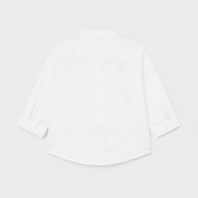 Camicia Manica Lunga In Lino Bianca Con Microfantasia Neonato MAYORAL 1119 - MAYORAL - LuxuryKids