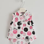 Camicia smanicata con fantasia scritte e pois per bambina da 18 mesi a 4 anni Sarabanda W562 - SARABANDA - LuxuryKids