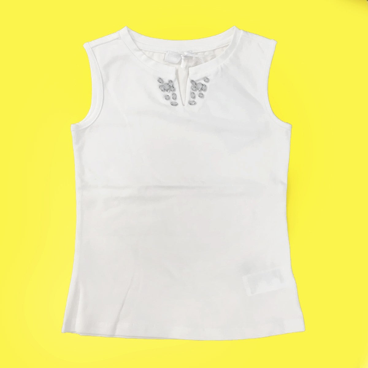 Canotta Elegante in Cotone Bambina Bianco She.Ver CHBTS7745 - SHE.VER - LuxuryKids