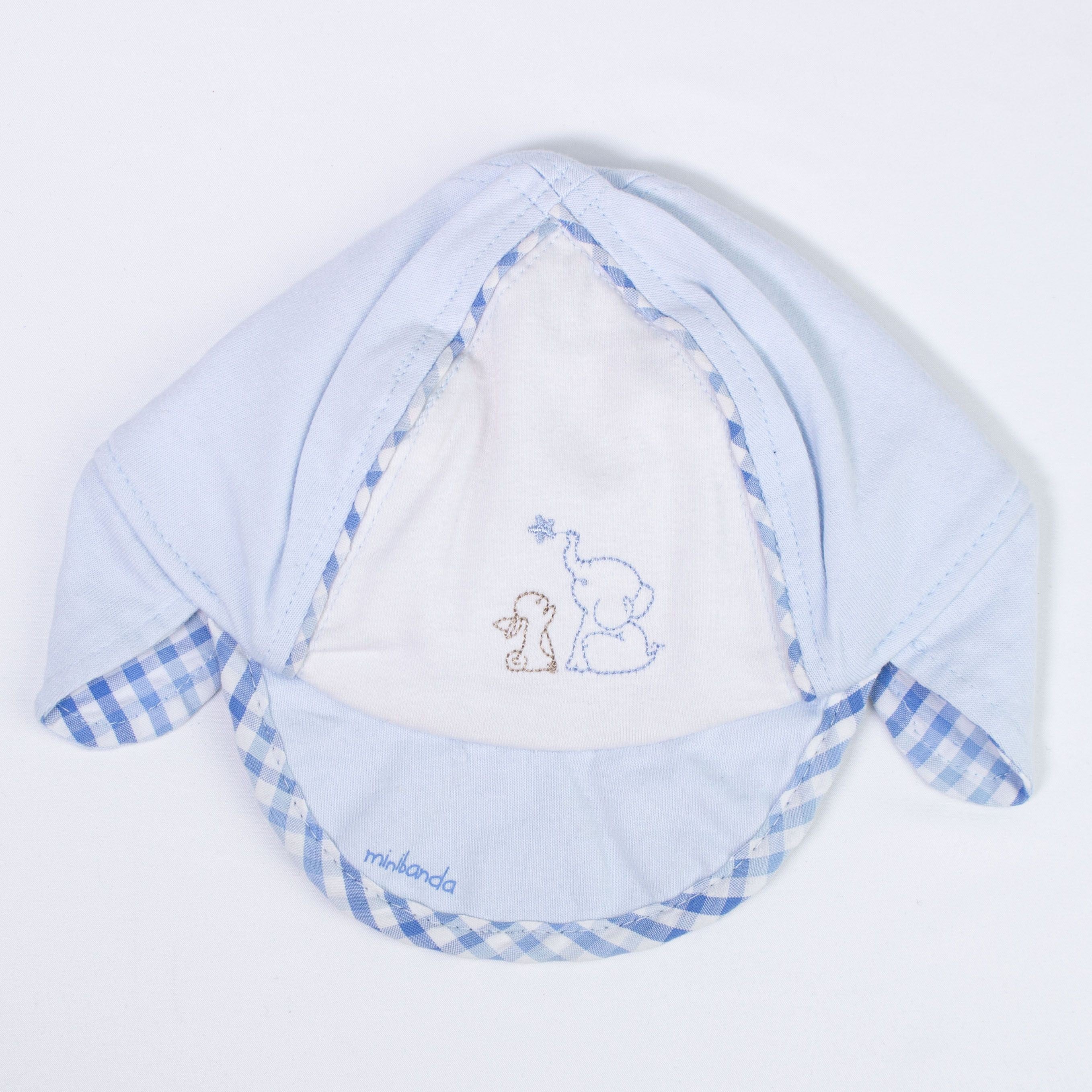 Cappellino Cotone Celeste Neonato MINIBANDA I916 - MINIBANDA - LuxuryKids