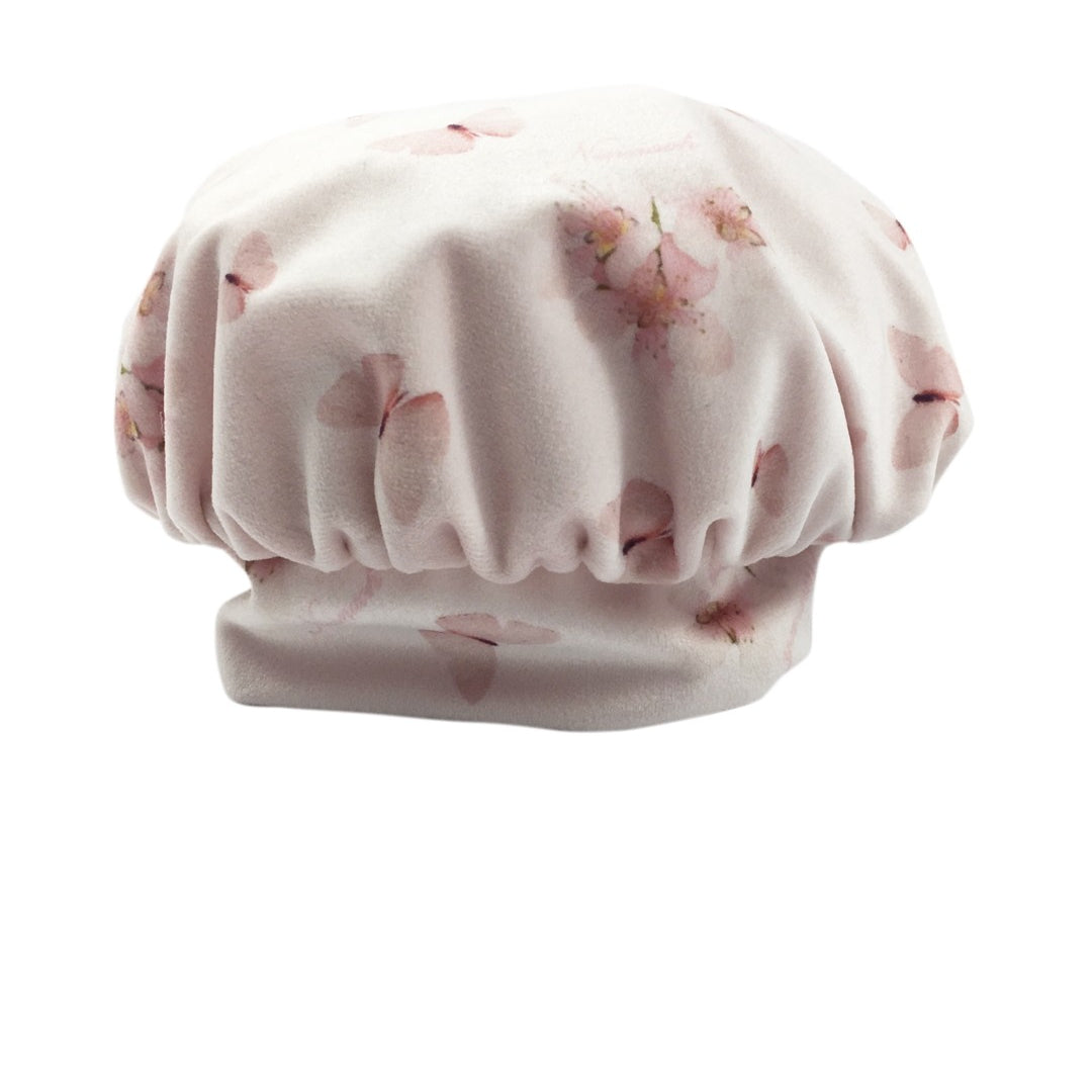 Cappello Basco In Velluto Rosa Stampa Farfalle Neonata NINNAOH I2045 - NINNAOH - LuxuryKids