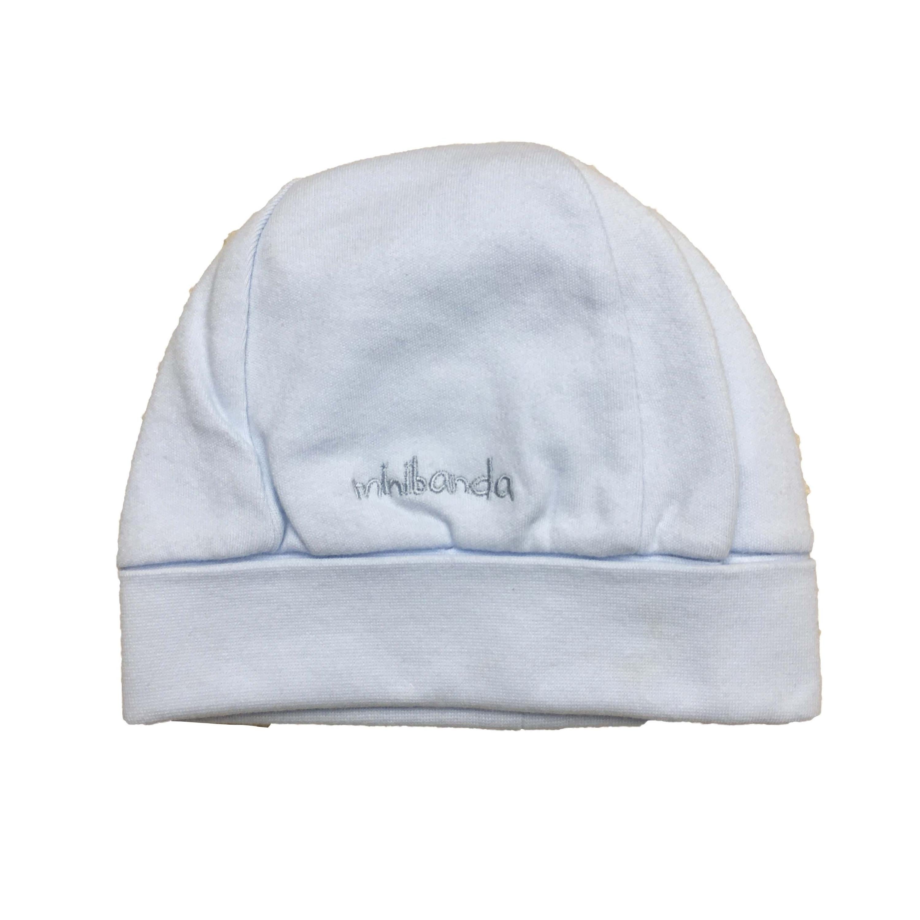 Cappello con risvoltino in caldo cotone morbido celeste neonato 18mesi MINIBANDA F904 - MINIBANDA - LuxuryKids