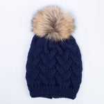 Cappello con trame con pompon originale Bambina blu FUN&FUN CHBAC - FUN&FUN - LuxuryKids