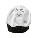 Cappello in Caldo Cotone Bianco-Blu con Ricamo Renna Neonato Ninnaoh I18262 - NINNAOH - LuxuryKids