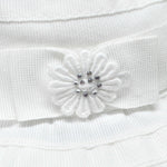 Cappello In Cotone Bianco Con Fiorellini E Strass Neonata Il Trenino 5835 - IL TRENINO - LuxuryKids