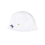 Cappello In Cotone In Tinta Unita Bianco Con Fiore Neonata MINIBANDA J346 - MINIBANDA - LuxuryKids
