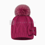 Cappello In Misto Lana Con Pon Pon In Volpe Neonata BARBARAS WV82 - BARBARAS - LuxuryKids