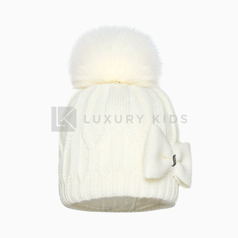 Cappello In Misto Lana Con Pon Pon In Volpe Neonata BARBARAS WV82 - BARBARAS - LuxuryKids