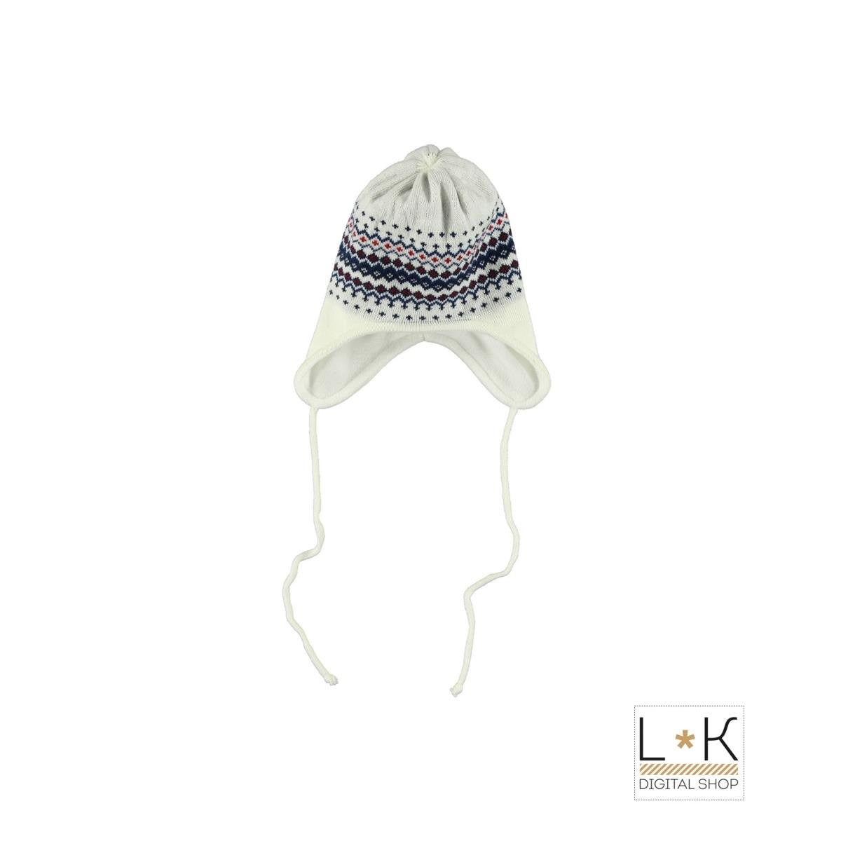 Cappello In Misto Lana Panna Con Copriorecchie Neonato Minibanda N314 - MINIBANDA - LuxuryKids