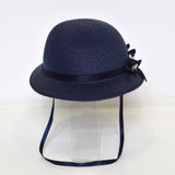 Cappello In Rafia Blu Con Fiori Laterali Neonata Il Trenino CAP01 - IL TRENINO - LuxuryKids