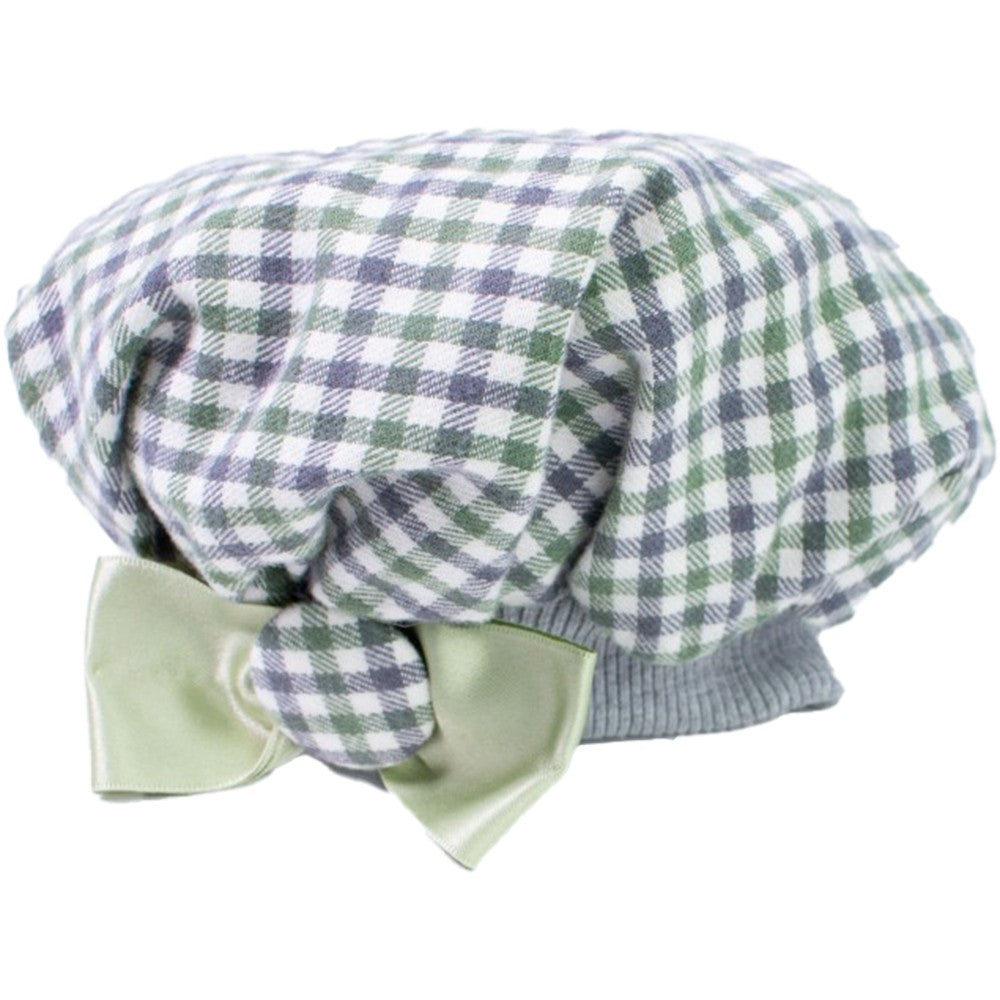 Cappello Modello Baschetto In Caldo Cotone A Quadretti Verde Neonata ALEXIA ALCP20I - ALEXIA - LuxuryKids