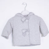 Cappottino con Cappuccio a Righe Grigio-Bianco Neonata Ninnaoh I1583 - NINNAOH - LuxuryKids