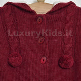Cappottino con Cappuccio Bordeaux Neonato A&J 252BX-00 - A&J - LuxuryKids