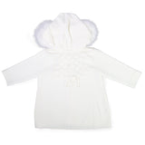 Cappottino In Lana 100% Certificata Con Cappuccio  Bordato In Volpe Panna Neonata Luana 3083 - CREAZIONI LUANA - LuxuryKids