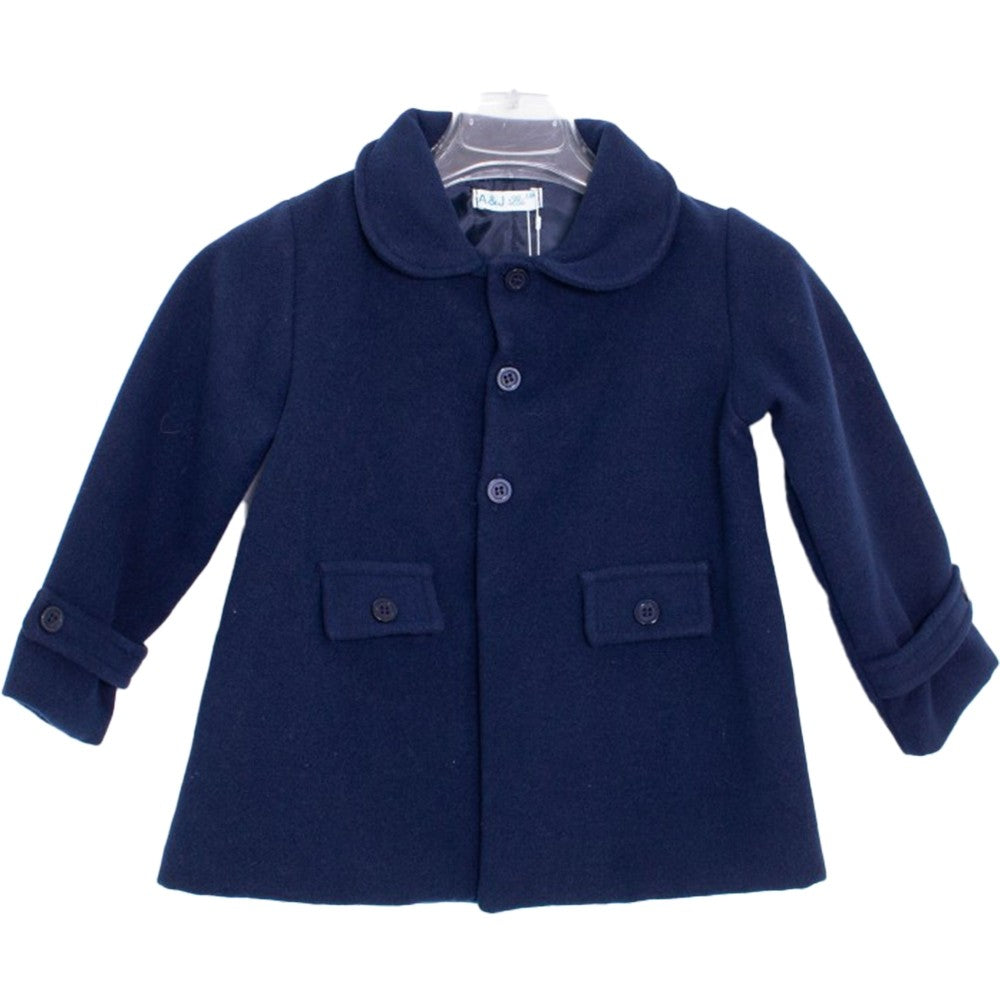 Cappottino In Panno Svasato Blu Neonata A&J 550 - A&J - LuxuryKids